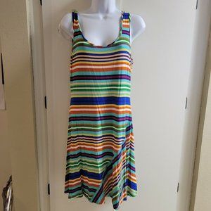 Calvin Klein Dress Rainbow Striped Strapless Loose Size 8